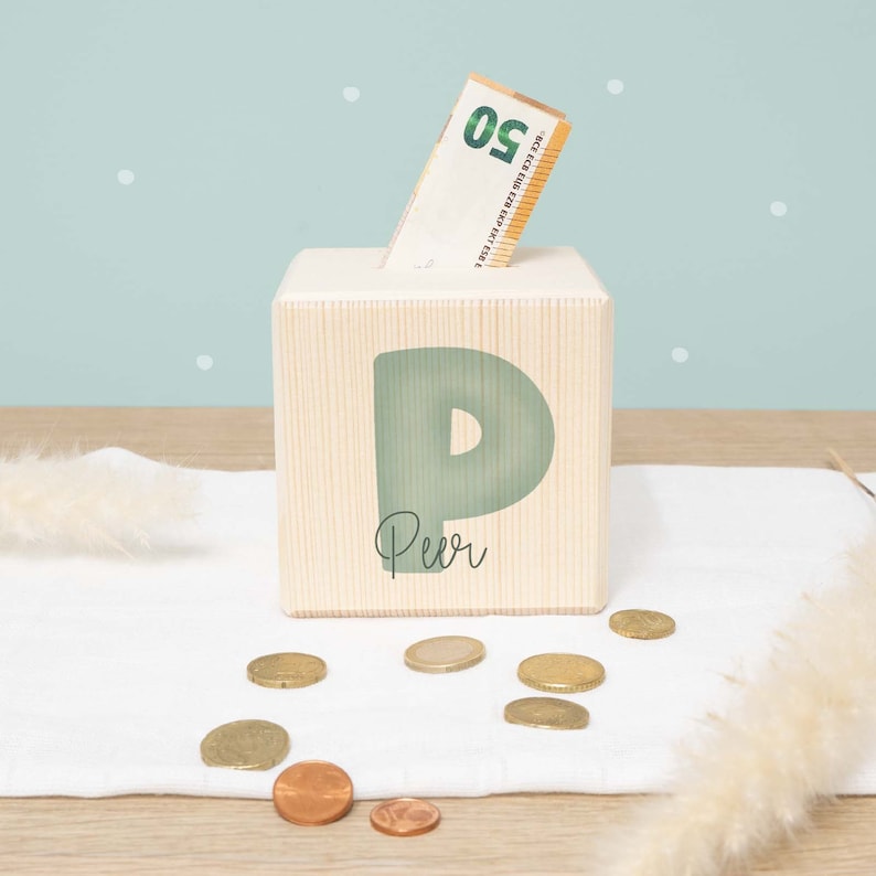 Personalized wooden money box letter birthday gift school enrollment gift wooden money box for birth hellomini mint