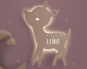 Personalisiertes Nachtlicht Kind, Nachhaltige Wandlampe aus Holz mit Wunsch-Motiv, Kinderlampe Baby, Geschenk Geburt Mädchen, hellomini