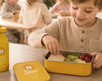 Personalized lunchbox for children with name | Trixie stainless steel lunchbox | Animal design | Gift for kindergarten & back to school