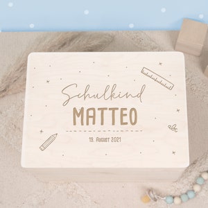 Caja de recuerdos personalizada para la inscripción escolar, regalo para la inscripción escolar, caja de madera para el inicio del colegio, regalo para el inicio del colegio, escuela, hellomini