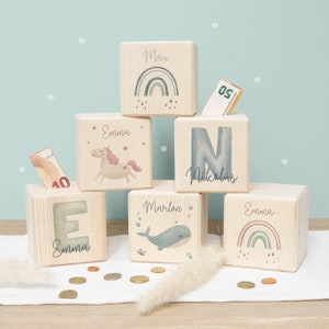 Caja de dinero personalizada safari de madera para niños regalo de cumpleaños alcancía caja de dinero de madera regalo de bebé nacimiento regalo de Pascua imagen 4