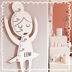 Personalized measuring stick wooden for children measuring size for the children's room model Ballerina image 1