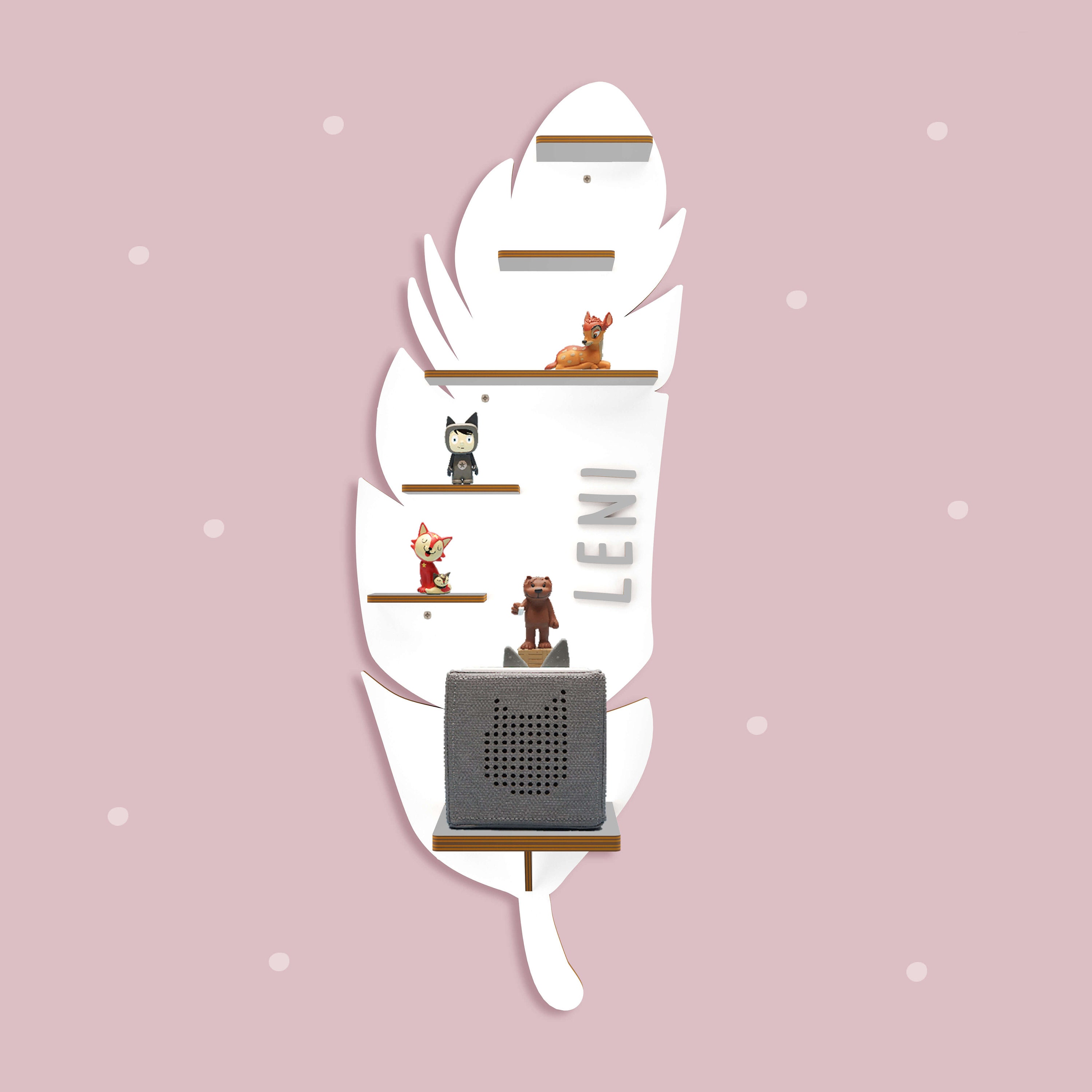 Tonie Figures Étagère en Bois, avec Le Nom Souhaité, Rangement Pour Tonies, Toniebox, Enfants, Motif