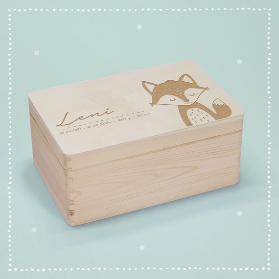Scatola dei ricordi personalizzata per bimbo Volpe, scatola in legno con  nome inciso, scatola dei ricordi per bambini, regalo per nascita, battesimo  -  Italia