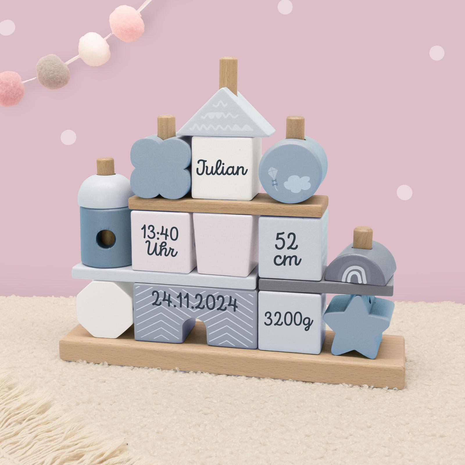 Torre Apilable KIDSLINO Rosa Personalizada - Juguete De Madera Con Nombre Y Fecha De Nacimiento Torre Apilable KIDSLINO Rosa Personalizada - Juguete De Madera Con Nombre Y Fecha De Nacimiento