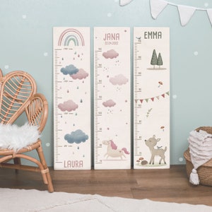 Personalisierte Messlatte Kinder aus Holz, Geschenk für Mädchen, Messleiste 70-140 cm, Kinderzimmer Wanddeko, Geschenk Geburtstag, hellomini