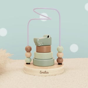 Spirale personalizzata per le capacità motorie del bambino - Giocattolo Montessori - Anello per le capacità motorie del bambino - 1° compleanno - Regalo Montessori per la nascita - Coccodrillo