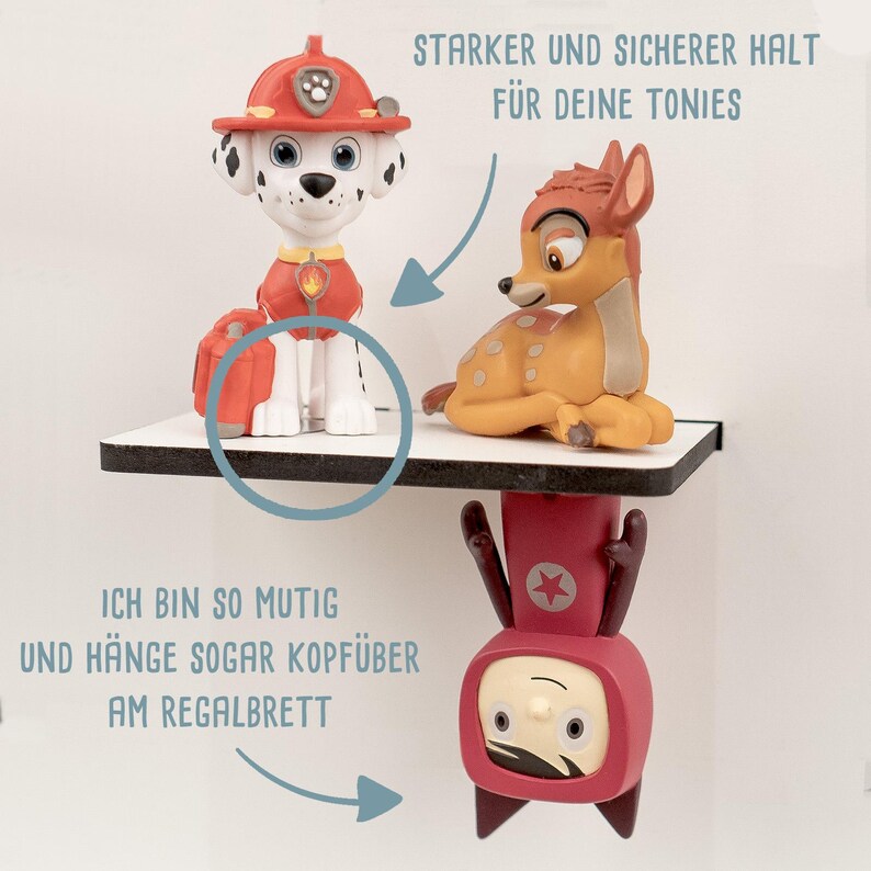 Tonie figure shelf made of wood with custom name, storage for Tonies for Toniebox 1 and 2, children's shelf with magnetic plate balloon, approx. 55 x 76 cm image 9
