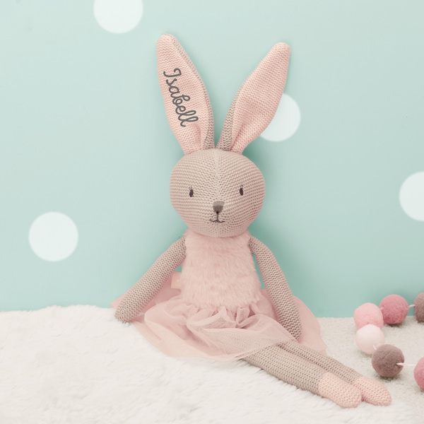 Personalisiertes Kuscheltier Hase Jollein Rosa, Plüschtier, Geschenk zur Geburt, Baby Spielzeug, Babygeschenk, Stofftier, 1. Geburtstag