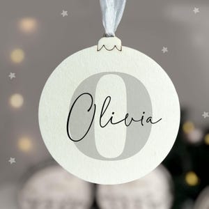 Personalized Christmas tree decoration with initial letter, Christmas tree pendant made of printed wood, Christmas decoration, Christmas tree pendant