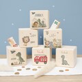 Personalized money box children's wood colorfully printed - gift for school enrollment - gift birthday - piggy bank - baby gift - birth product logo