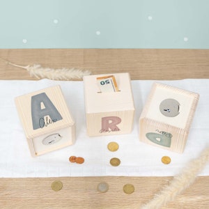 Personalized wooden money box letter birthday gift school enrollment gift wooden money box for birth hellomini image 4