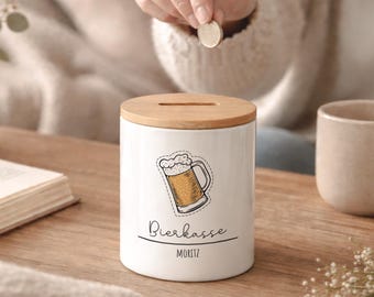 Personalized ceramic money box for men, gift for saving, piggy bank, money box for a friend, husband, father or son on his birthday