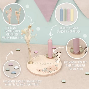 Aggiunte e accessori per il piatto di compleanno personalizzato - bouquet e candela - decorazione di compleanno - regalo per il 1° compleanno del bambino