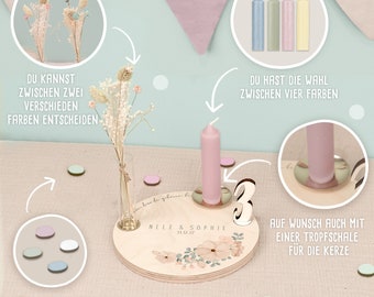 Aggiunte e accessori per il piatto di compleanno personalizzato - bouquet di fiori e candela - decorazioni di compleanno - regalo per il 1° compleanno del bambino