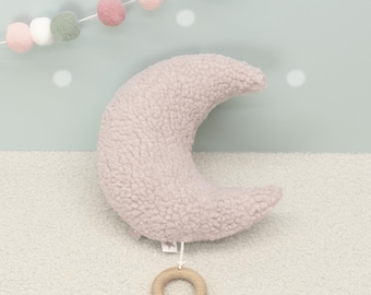 Carillon a forma di luna in peluche Jollein personalizzato, regalo di nascita, giocattolo per neonati, regalo per neonati con nome, regalo per bambini, 1° compleanno