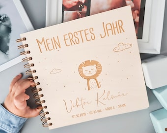 Babybuch Mein erstes Jahr - Personalisiertes Erinnerungsbuch für Babys - Geschenk Geburt - Geschenk Babyparty - Babyalbum - hellomini