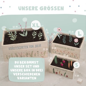 Personalisiertes Saatgut Anzuchtset mit Holzkiste inkl. Samen & Pflanzensteckern, Mini Garten Starter Kit, Wunschmotiv, Geschenk für Kinder Bild 5