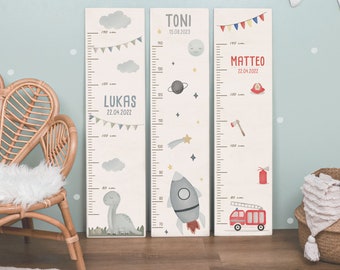 Personalisierte Messlatte Kinder Holz, Messlatte Junge 70-140 cm, Kinderzimmer Deko Holz, Wanddeko Holz, Ostergeschenk Junge, hellomini