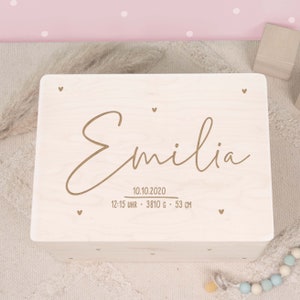 Caja de memoria personalizada bebé "Heart Child", caja de memoria de madera, nombre de la caja de madera, almacenamiento para niños, regalo para el nacimiento, bautismo