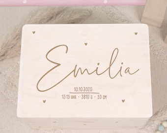 Personalized baby keepsake box "Heart Child", wooden memory box, wooden box with name, children's storage, gift for birth, christening