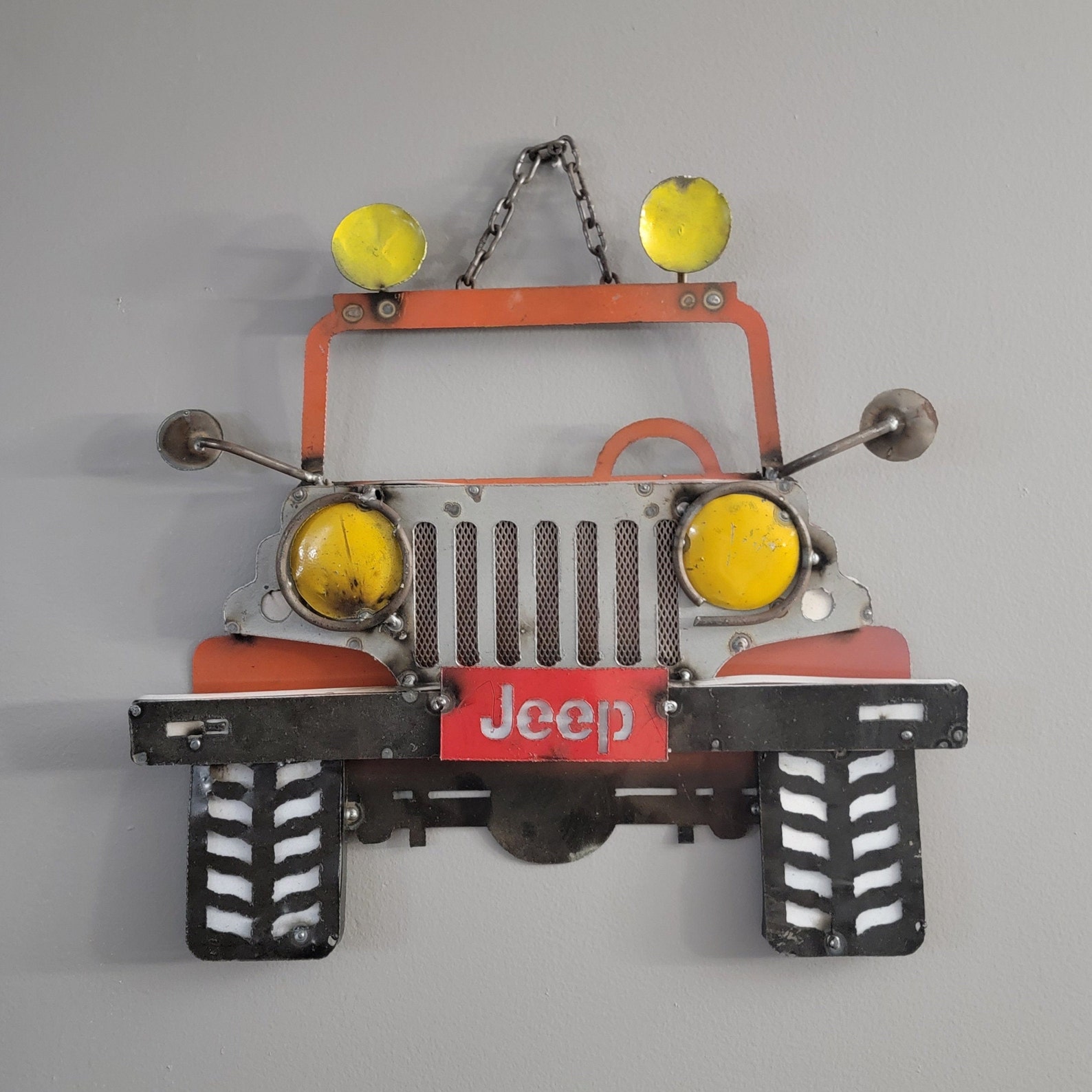 Jeep Metal Wall Decor Silver/Orange Metal Wall Decor Metal Etsy