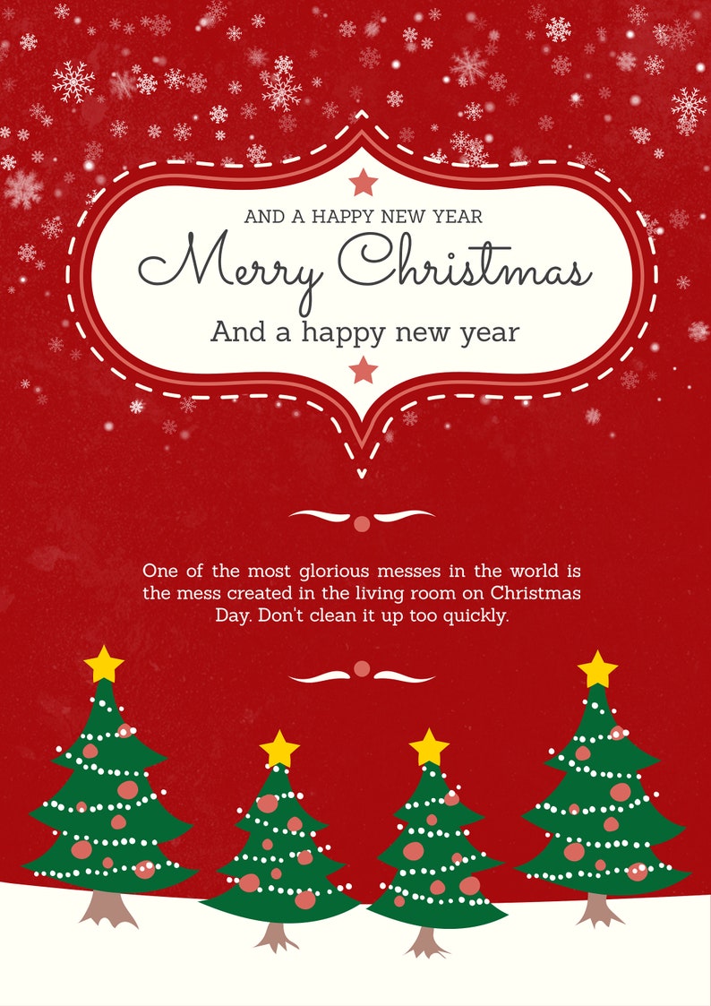 Printable Christmas Card Red Non Photo Christmas Card That is an