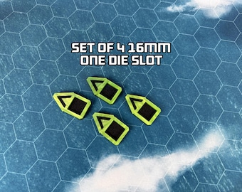 1 slot dice holders for 16mm dice- Set of 4 - 40k Wound Counter