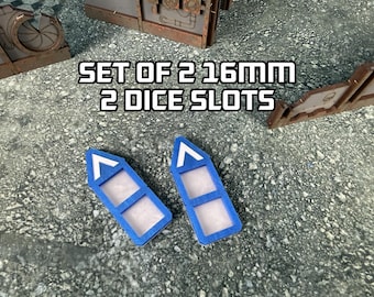 2 slot dice holders for 16mm dice- Set of 2 - 40k Wound Counter