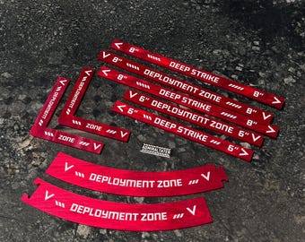 11th Edition Tabletop Set:  Deep Strike & Deployment Zone Markers  Rulers - Double Sided Acrylic Grimdark Wargaming Tools