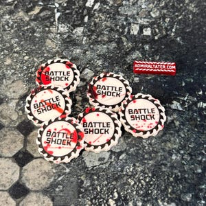 11th Edition Battle Shock 28mm acrylic tokens in a Set of 6 for AoS 40k