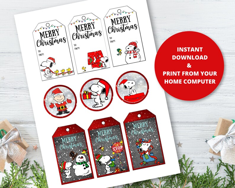 Snoopy Christmas Gift Tags - Etsy