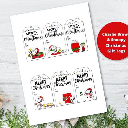 Charlie Brown &amp; Snoopy Christmas Gift Tags - Etsy