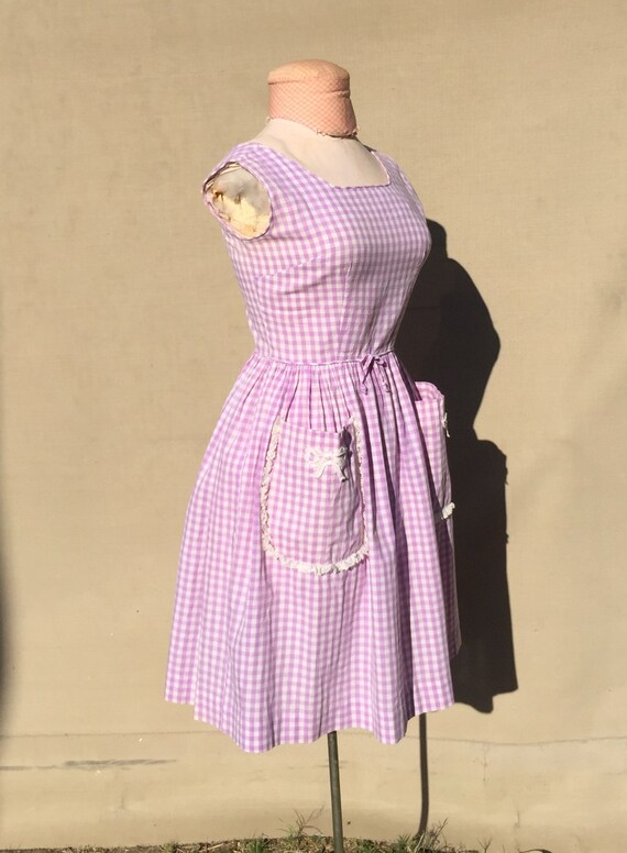 1950's Lilac Gingham Sundress - image 2