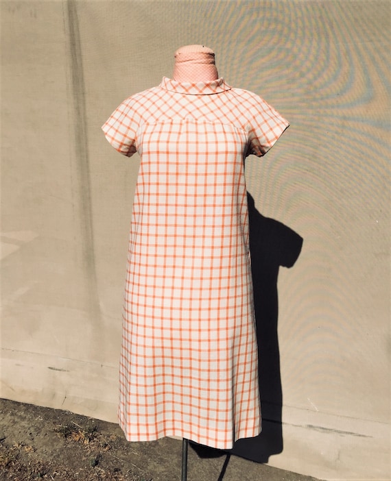 1960's Windowpane plaid linen-look dress by Carol 