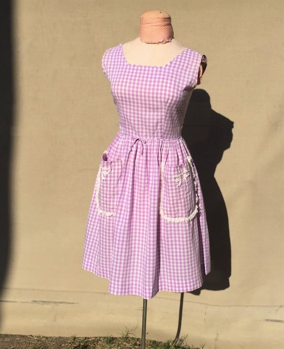 1950's Lilac Gingham Sundress - image 1