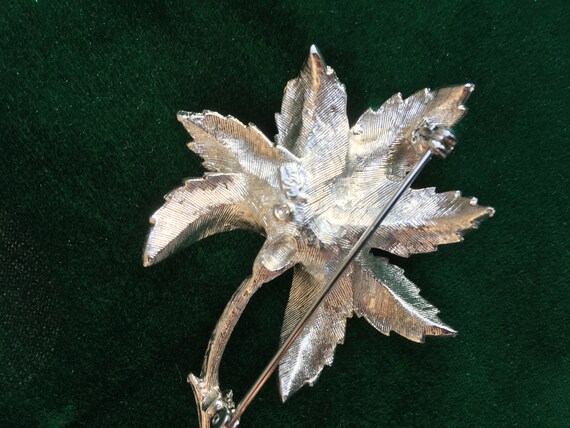 Vintage Coro Pegasus  large silvertone leaf pin - image 2