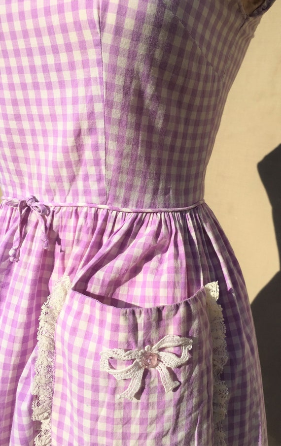 1950's Lilac Gingham Sundress - image 7