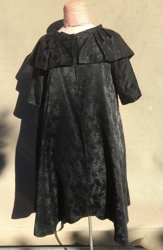 50's Black Satin Jacquard  Evening Coat