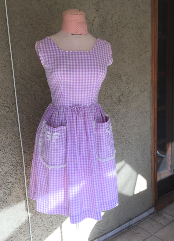 1950's Lilac Gingham Sundress - image 5