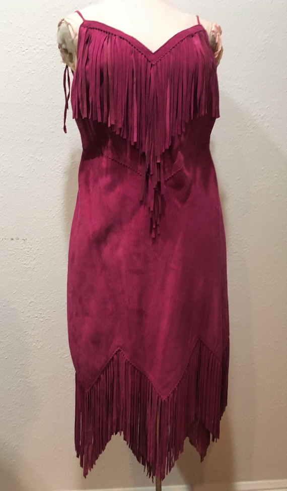 Fabulous Fuchsia  Fringed  Suede dress