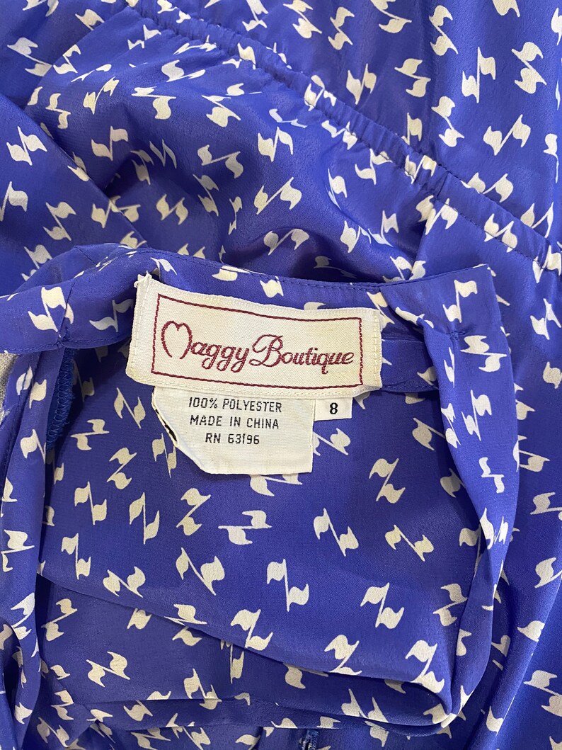 Periwinkle Blue 80s Dress~ Maggy Boutique ~ Tulip Sleeves ~ Vintage ~ Secretary Dress ~ Modest