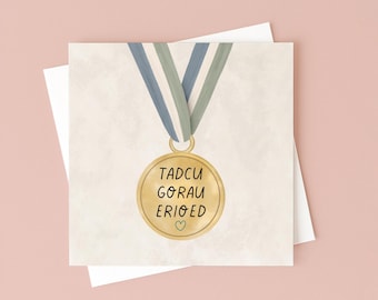 Welsh Grandad Card – Tadcu Gorau Erioed Medal Design, Father's Day, Birthday