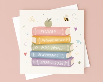 Personalised Welsh Teacher Thank You Card - Custom Teacher Name & Class Name - Diolch Athro/Athrawes