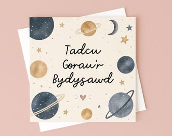 Sul y Tadau Hapus Card - Welsh Father's Day Card - Tadcu Gorau’r Bydysawd