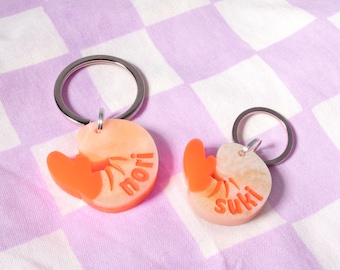 Custom Pet Tag for Dogs and Cats | Personalized Shrimp Pet Tag in Yellow Orange Acrylic | Engraved Dog Tag or Cat Tag
