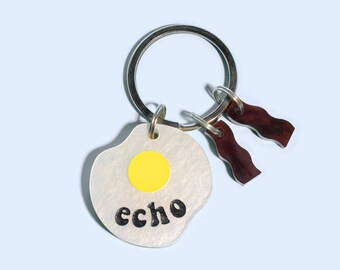 Custom Pet Tag for Dogs and Cats | Personalized Scambled Eggs Pet ID Tag in White and Yellow Acrylic | Engraved Dog Tag Cat Tag