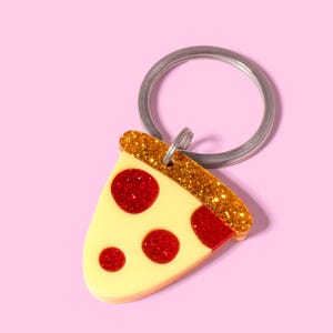 Custom Pet Tag for Dogs and Cats | Pizza My Heart Personalized Pizza Pet ID Tag in Yellow Gold Red Acrylic | Engraved Dog Tag or Cat Tag