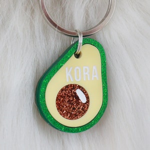 Custom Pet Tag for Dogs and Cats | Personalized Avocado Pet ID Tag in Acrylic | Engraved Dog Tag or Cat Tag