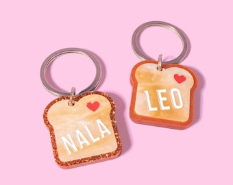 Custom Pet Tag for Dogs and Cats | Personalized Bread Loaf Pet ID Tag in Acrylic | Engraved Dog Tag or Cat Tag